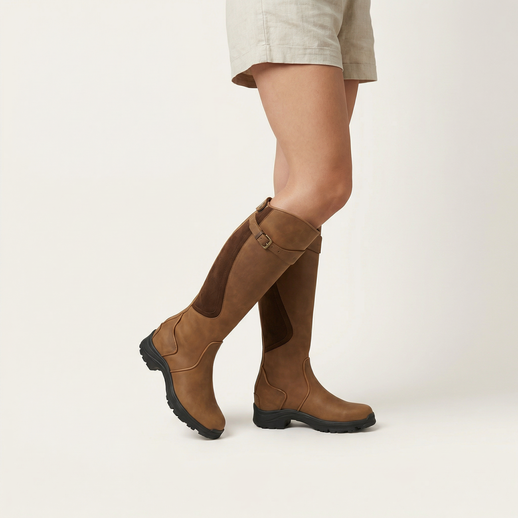 Women’s Knee-High Boots – Buckle Strap Design