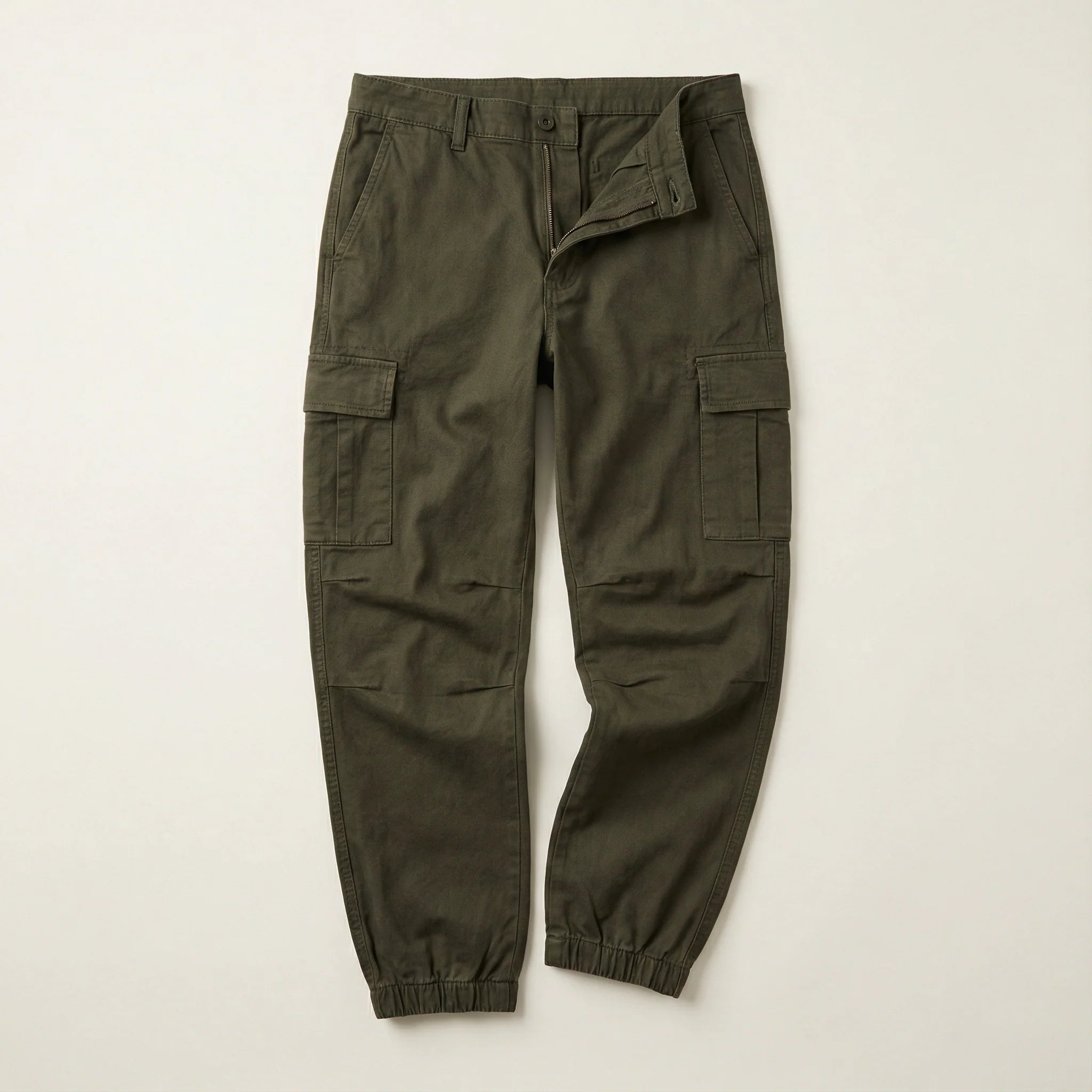 Men’s Cargo Jogger Pants – Cuffed Ankles, Side Pockets