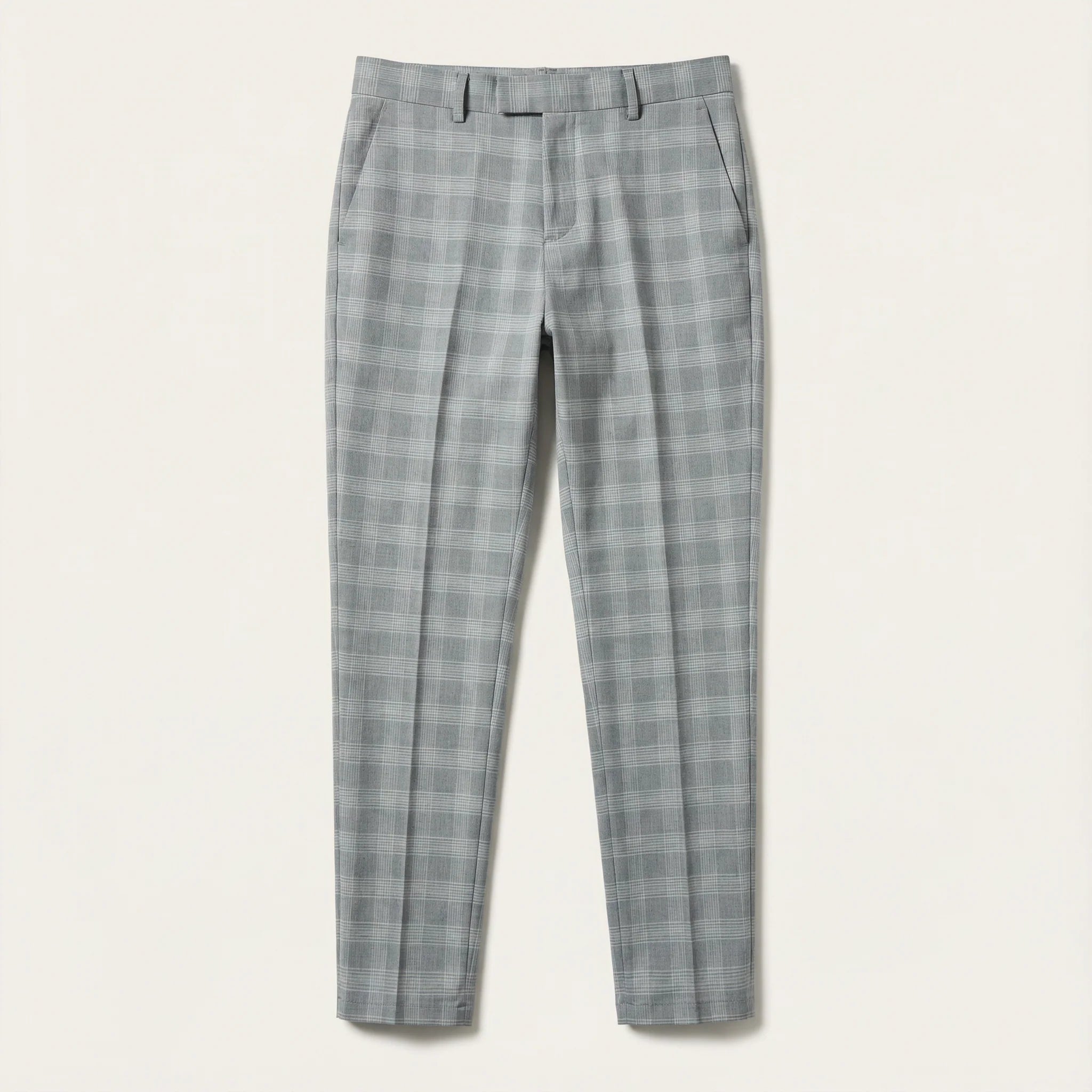 Men’s Slim-Fit Pants – Check Pattern, Ankle-Length Design