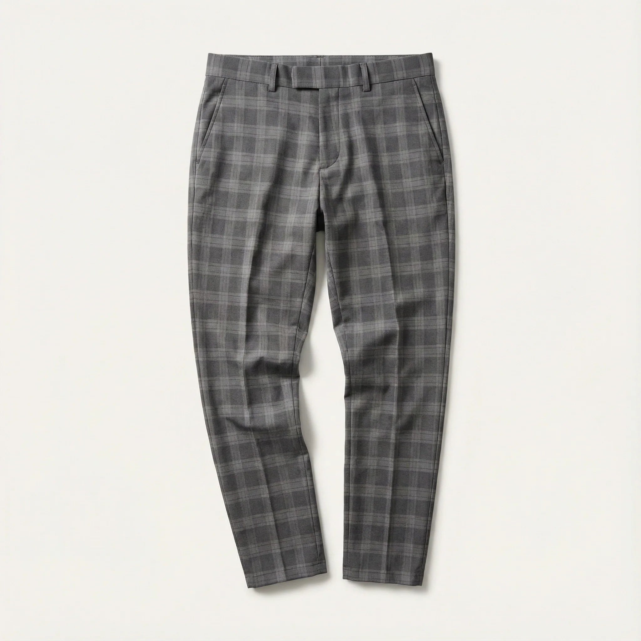 Men’s Slim-Fit Pants – Check Pattern, Ankle-Length Design