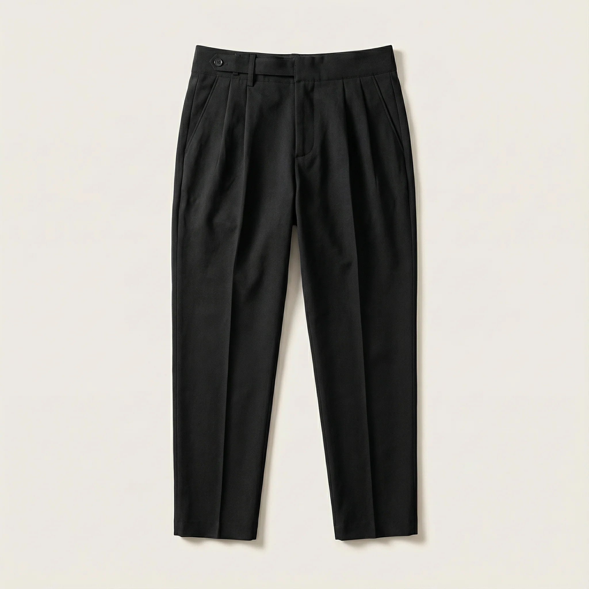 Men’s Pleated Trousers – Straight Leg, Ankle-Length Design