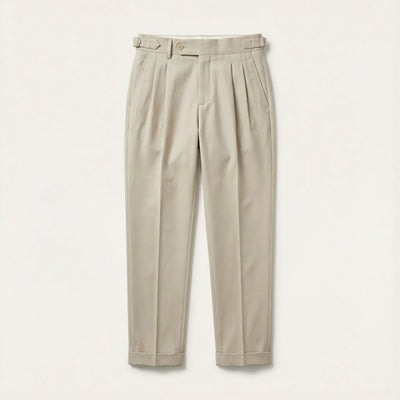 Men’s Pleated Trousers – Straight Leg, Ankle-Length Design