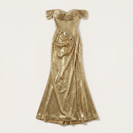 Women’s Elegant Party Dress – Off-Shoulder and Ruched Style