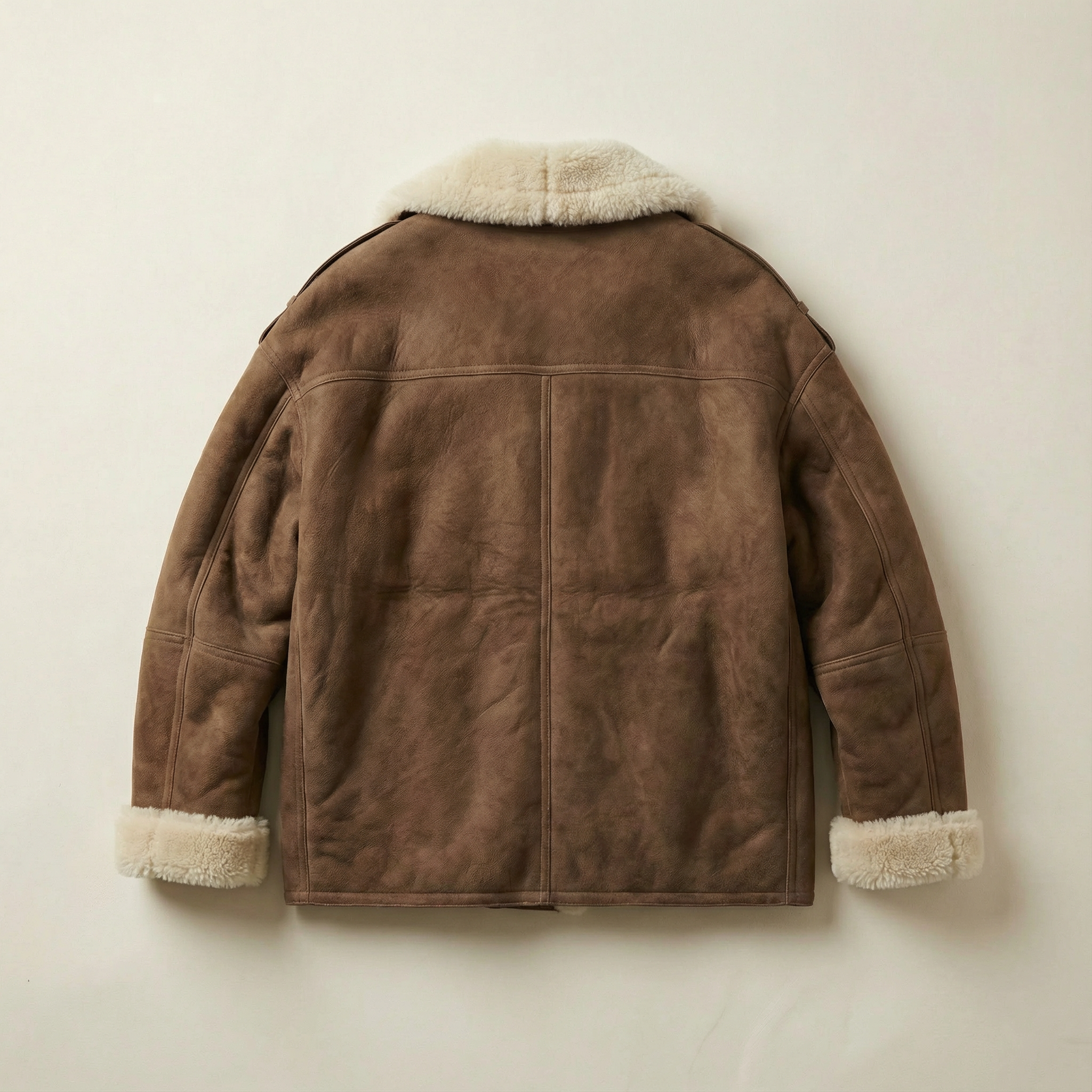 Women’s Long Coat – Shearling-Style Collar, Front Closure, Long Sleeves