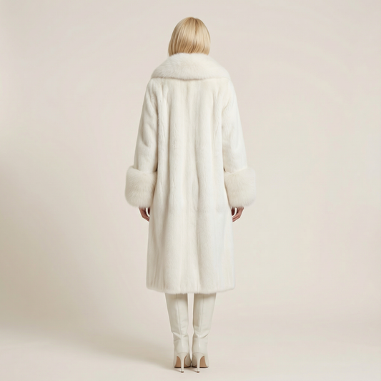 Women’s Long Overcoat – Collar Design, Long Sleeves