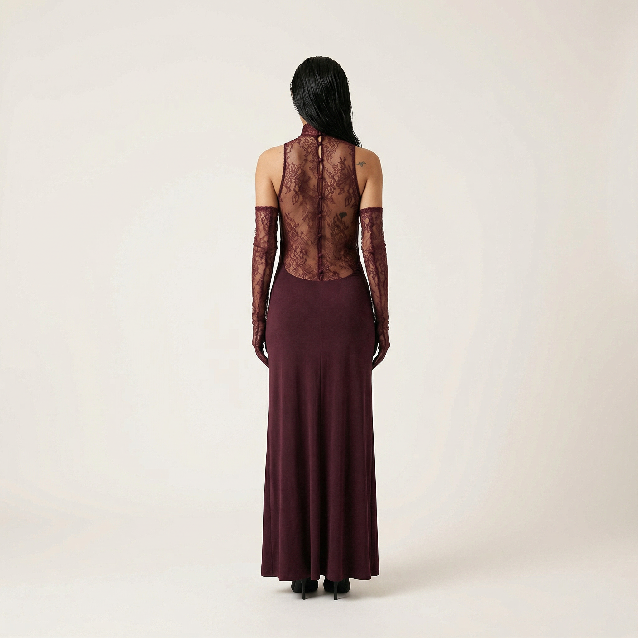 Women’s Halterneck Maxi Dress – Ruched Waist, Sleeveless Design