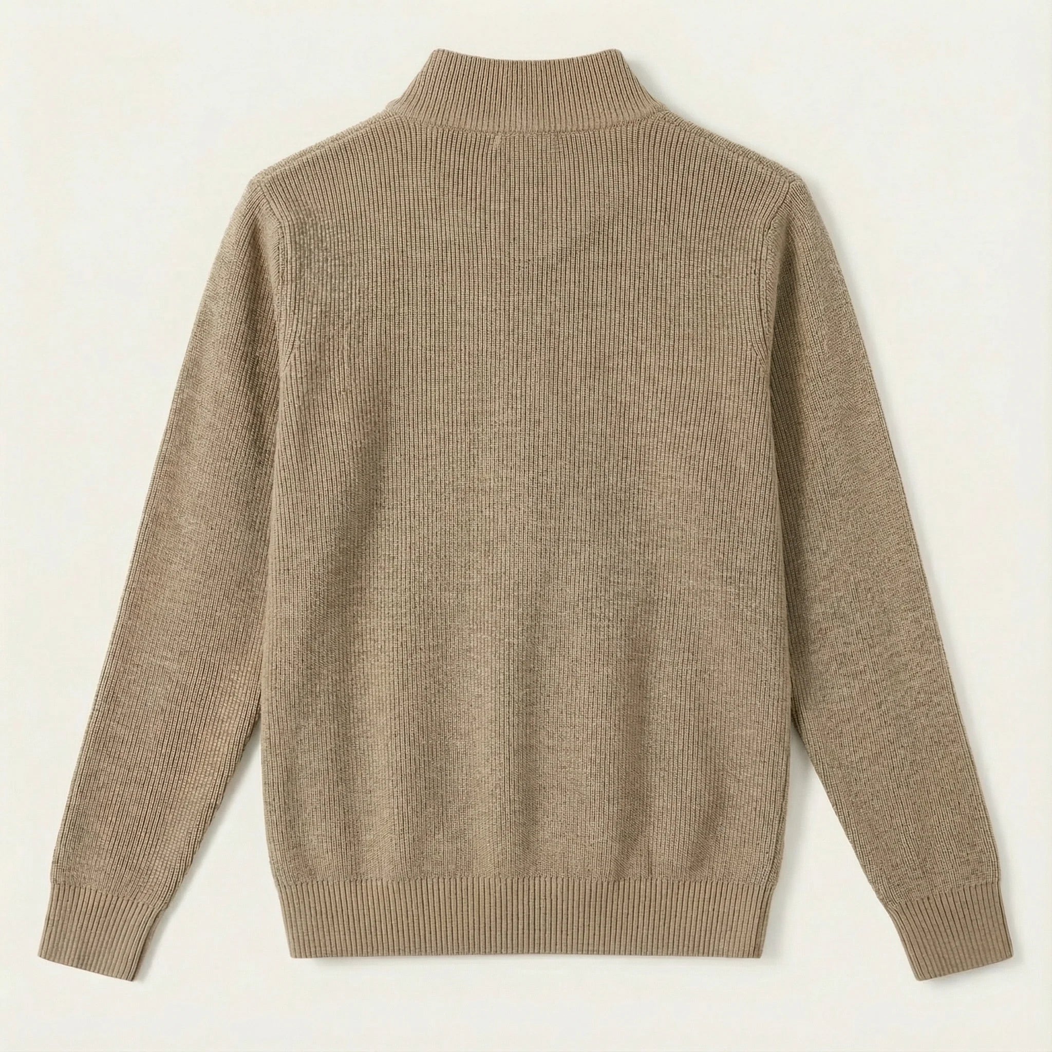 Men’s Long-Sleeve Sweater – Button Placket, Stand Collar