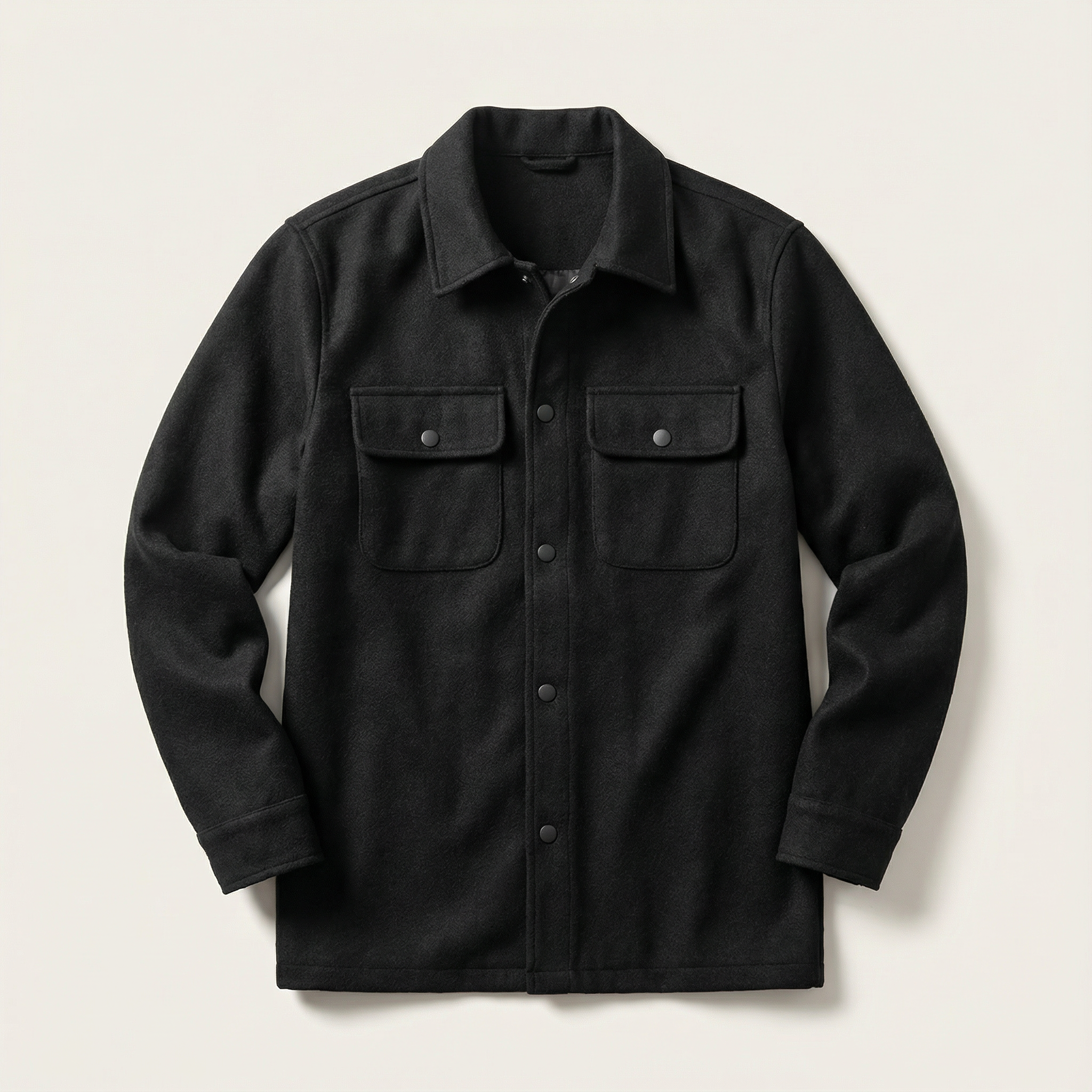 Men’s Button-Front Jacket – Chest Flap Pockets, Long Sleeve Design