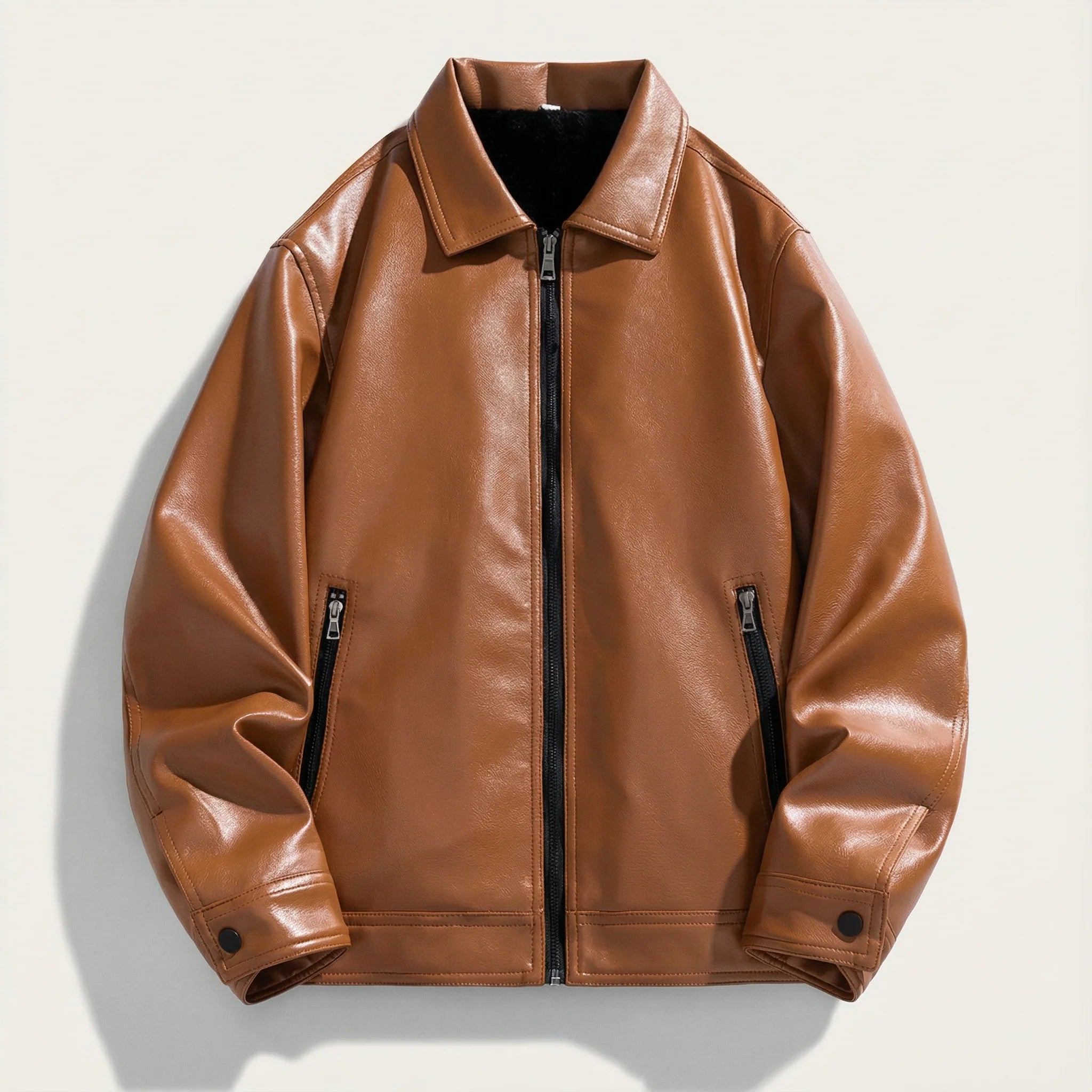 Men’s Zip-Up Jacket – Collared Design, Long Sleeves