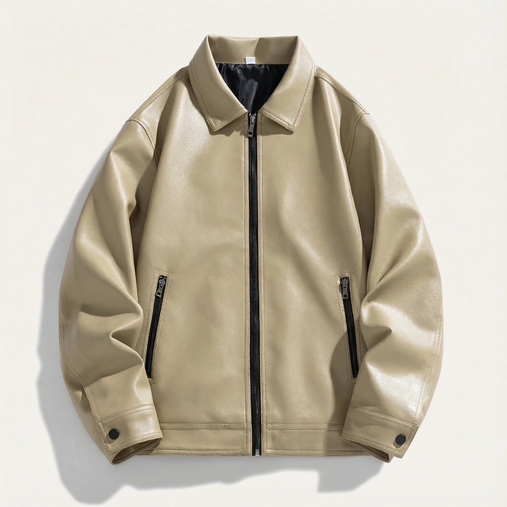 Men’s Zip-Up Jacket – Collared Design, Long Sleeves