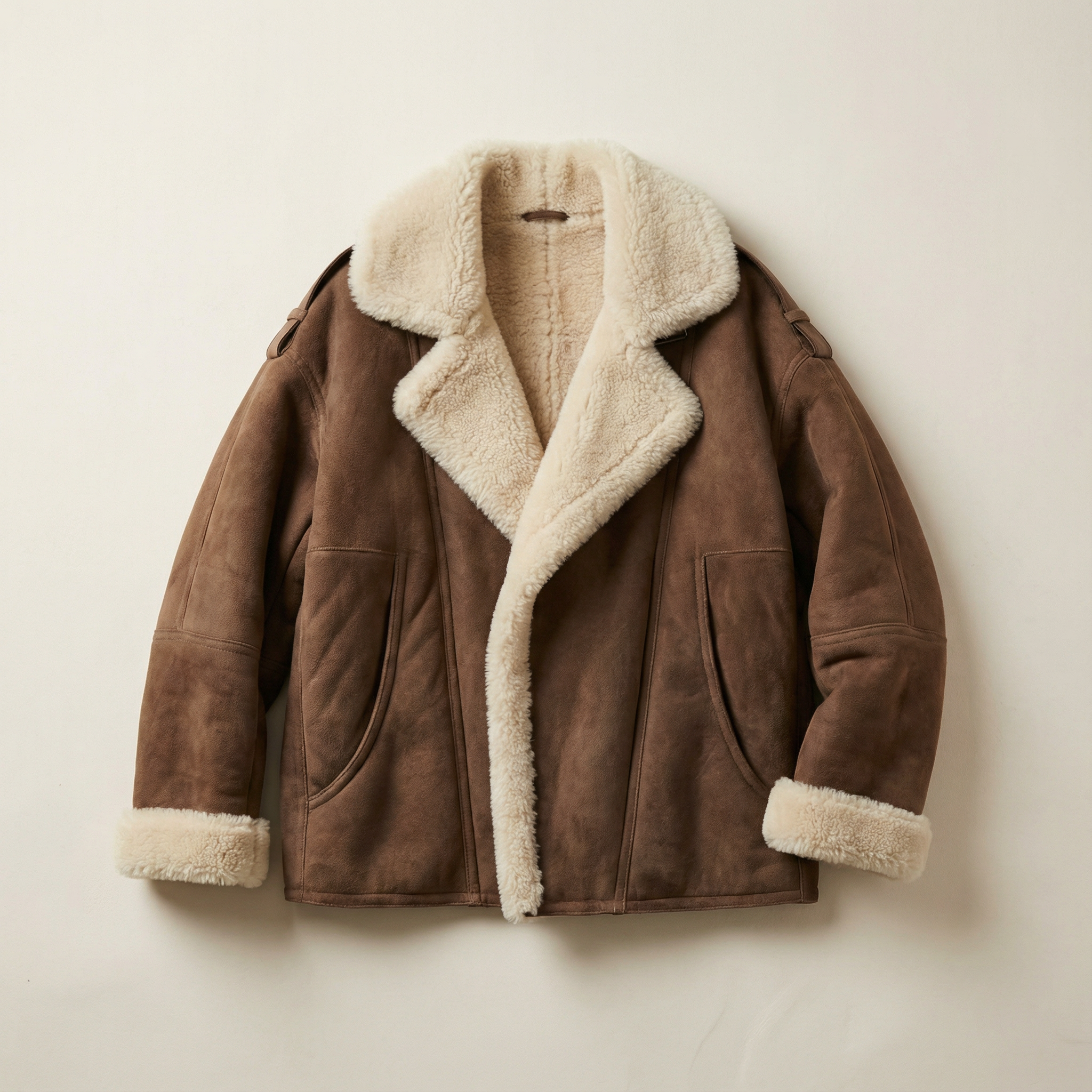 Women’s Long Coat – Shearling-Style Collar, Front Closure, Long Sleeves