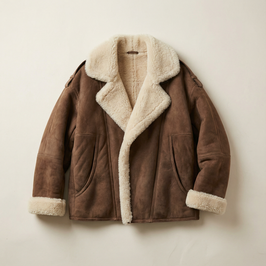 Women’s Long Coat – Shearling-Style Collar, Front Closure, Long Sleeves