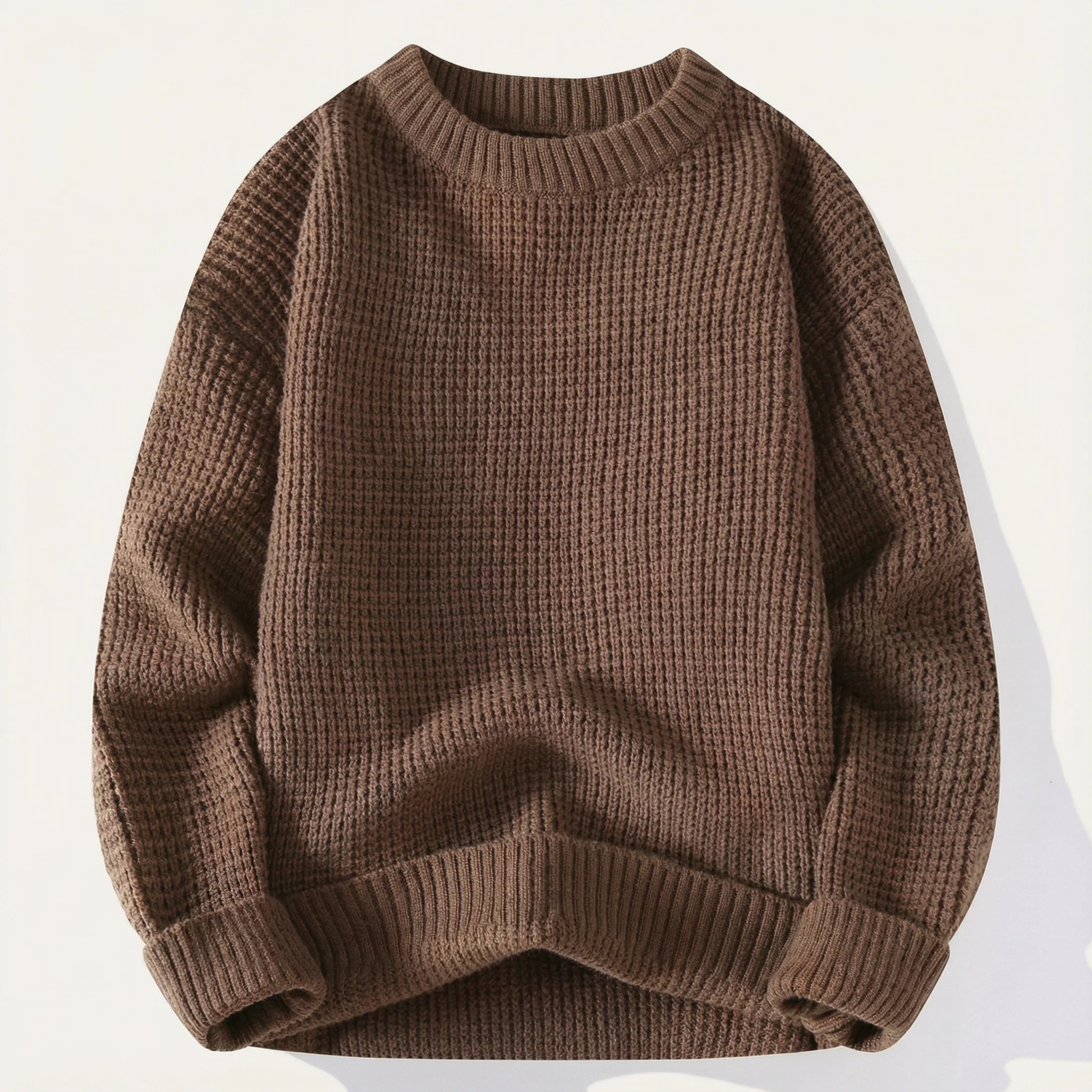 Men’s Long-Sleeve Sweater – Crew Neck, Casual Fit Design