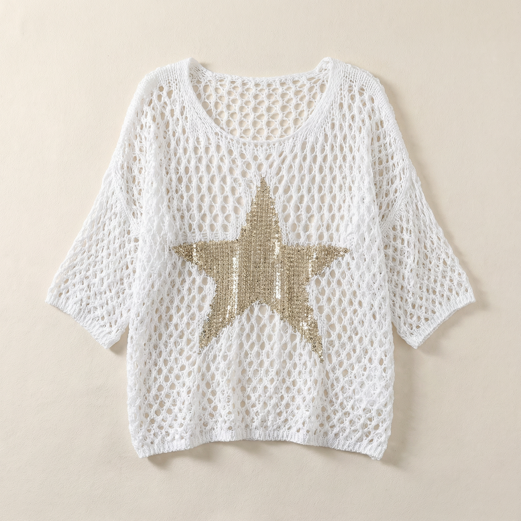 Women’s Knit Top – Open Weave Star Pattern Design