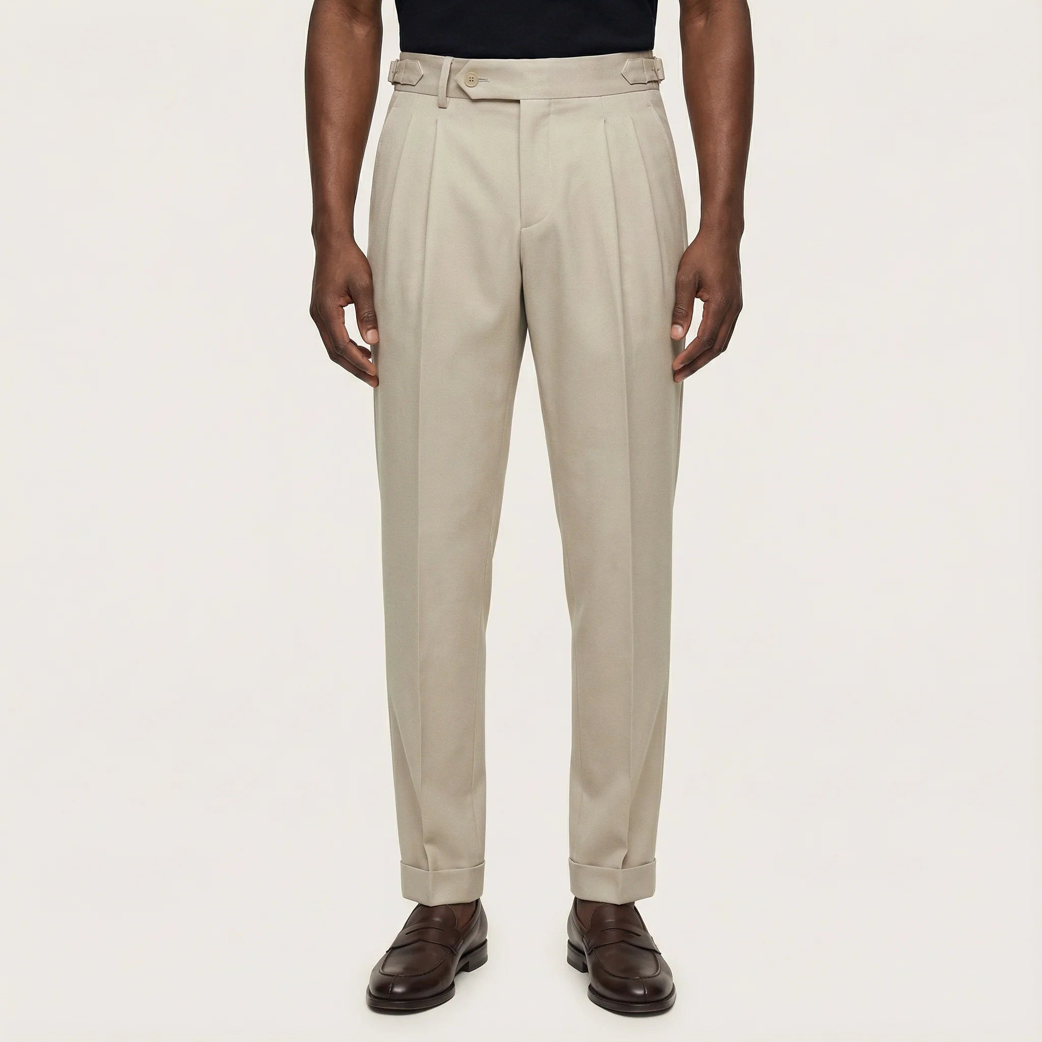Men’s Pleated Trousers – Straight Leg, Ankle-Length Design