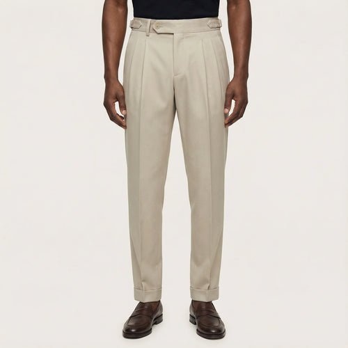 Men’s Pleated Trousers – Straight Leg, Ankle-Length Design