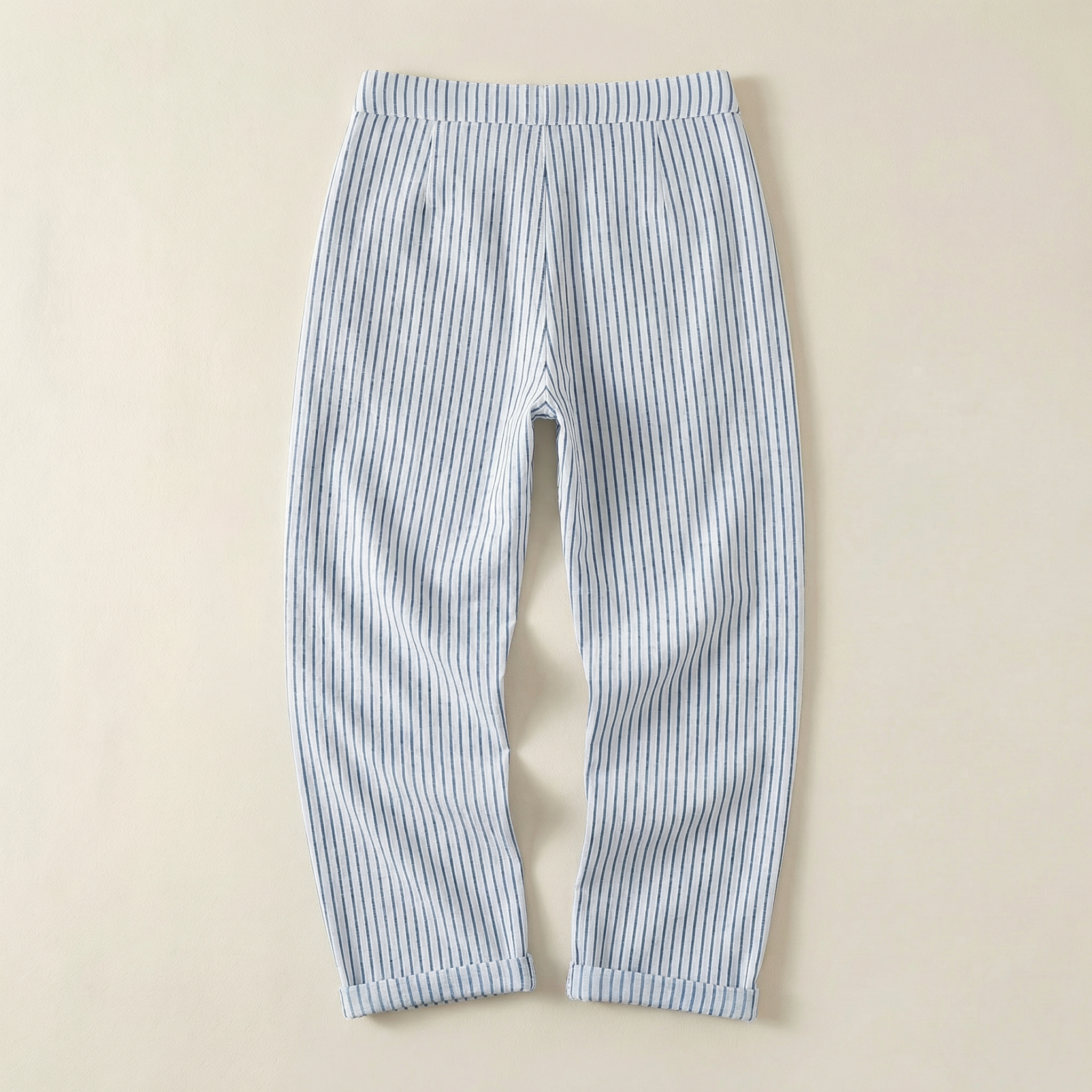 Women’s Striped Cropped Pants – Side Button Closure