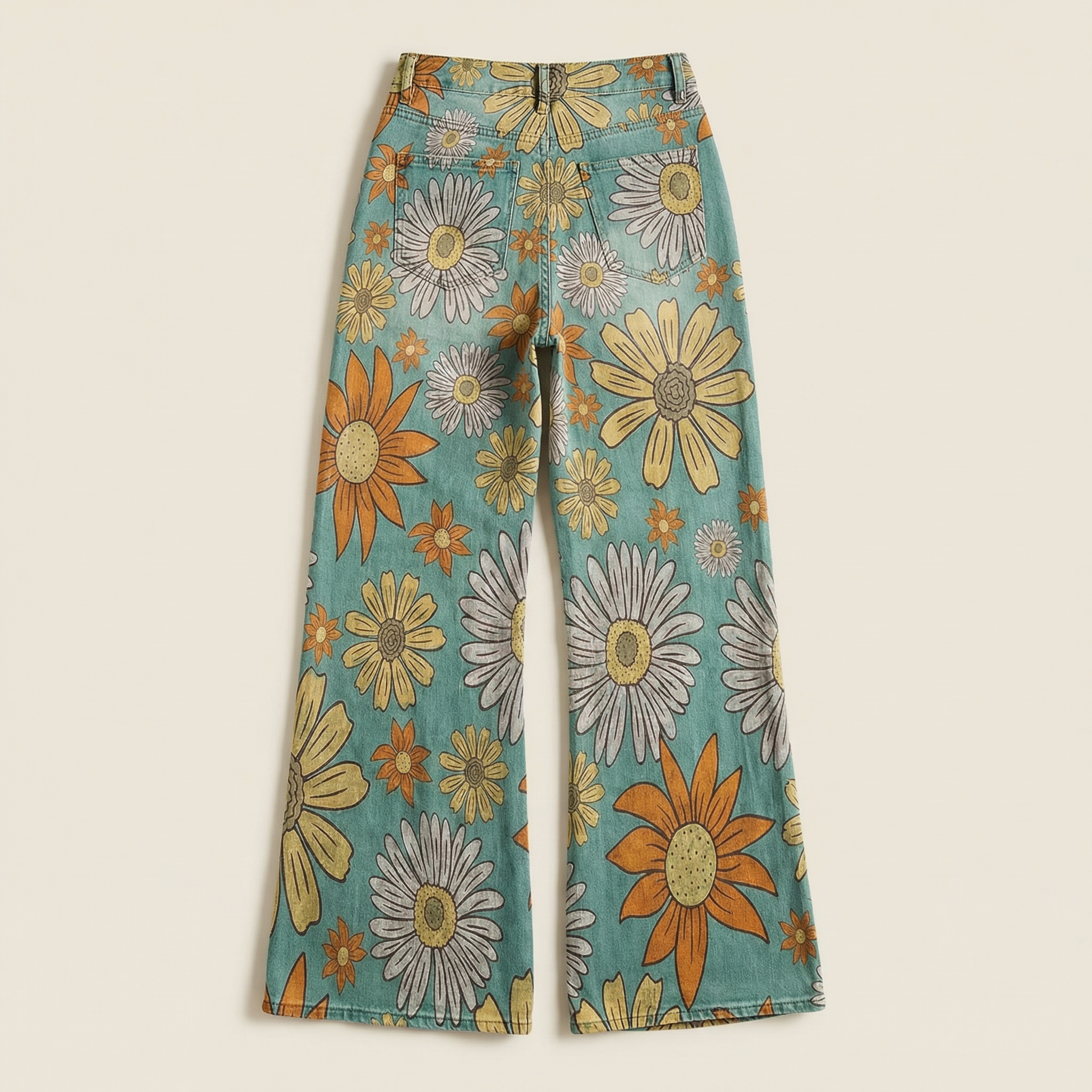 Women’s Wide-Leg Pants – Floral Print High-Waist Trousers