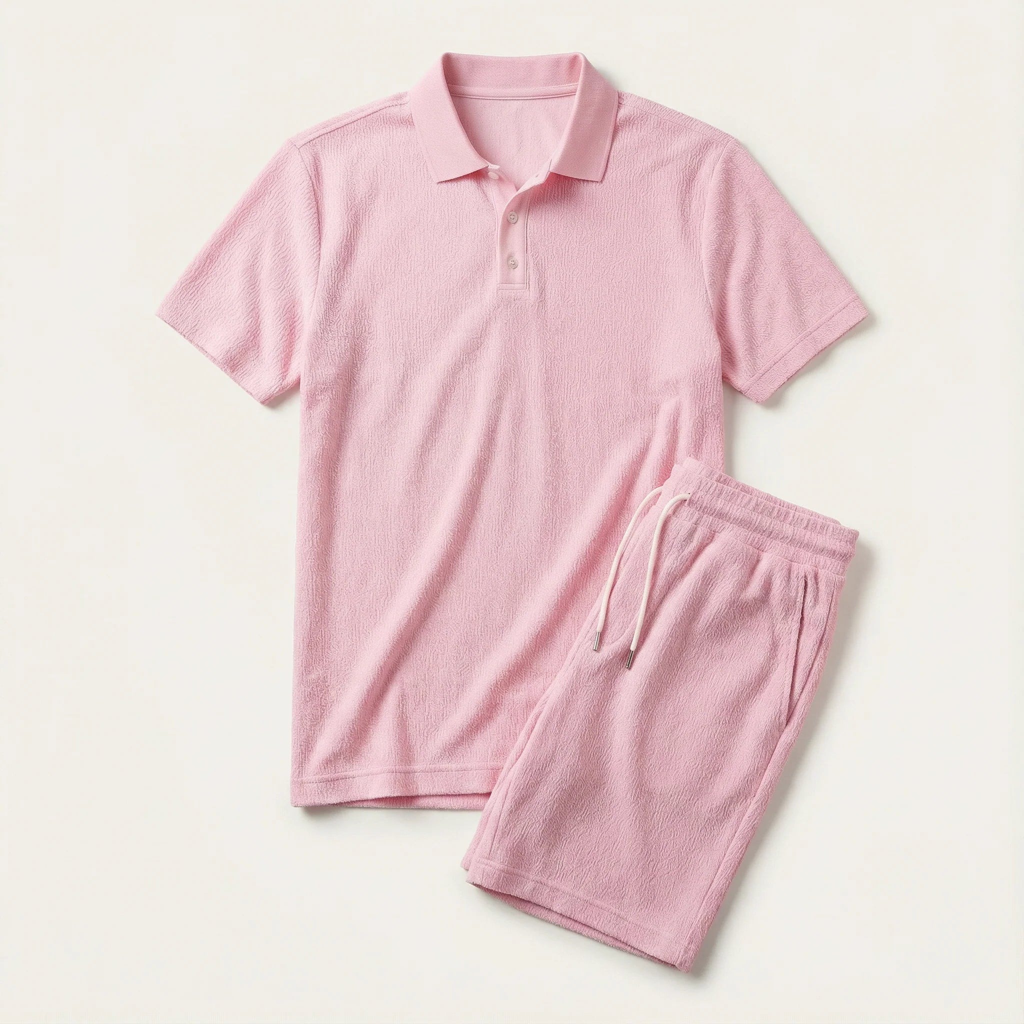 Men’s Short-Sleeve Polo Shirt and Shorts Set – Two-Piece Outfit