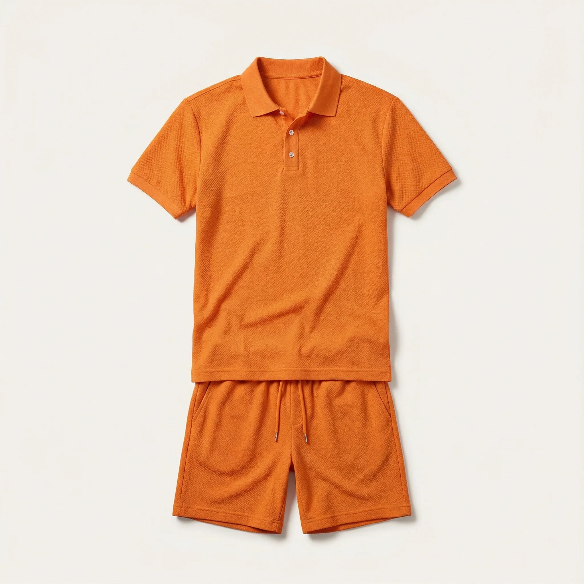 Men’s Short-Sleeve Polo Shirt and Shorts Set – Two-Piece Outfit