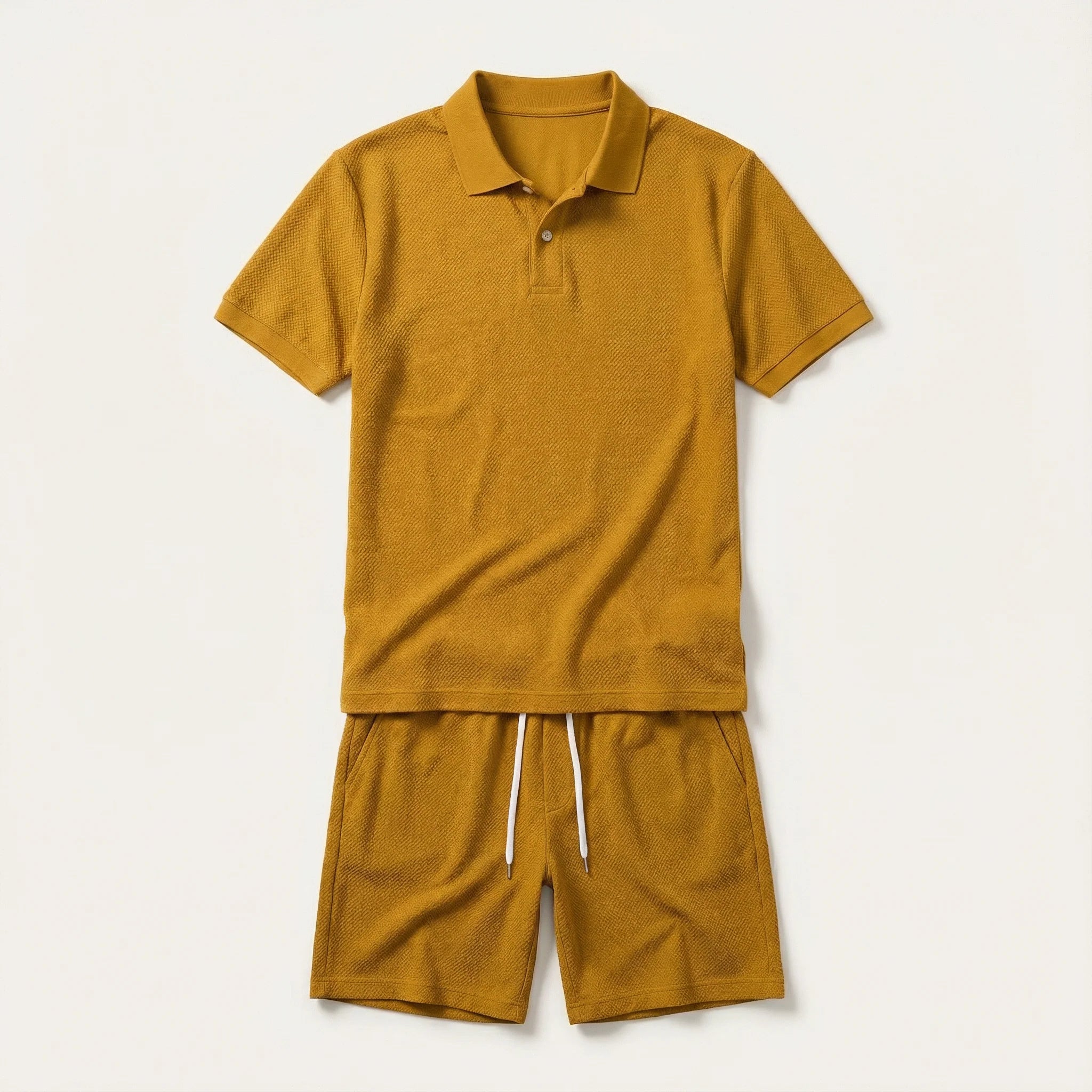 Men’s Short-Sleeve Polo Shirt and Shorts Set – Two-Piece Outfit