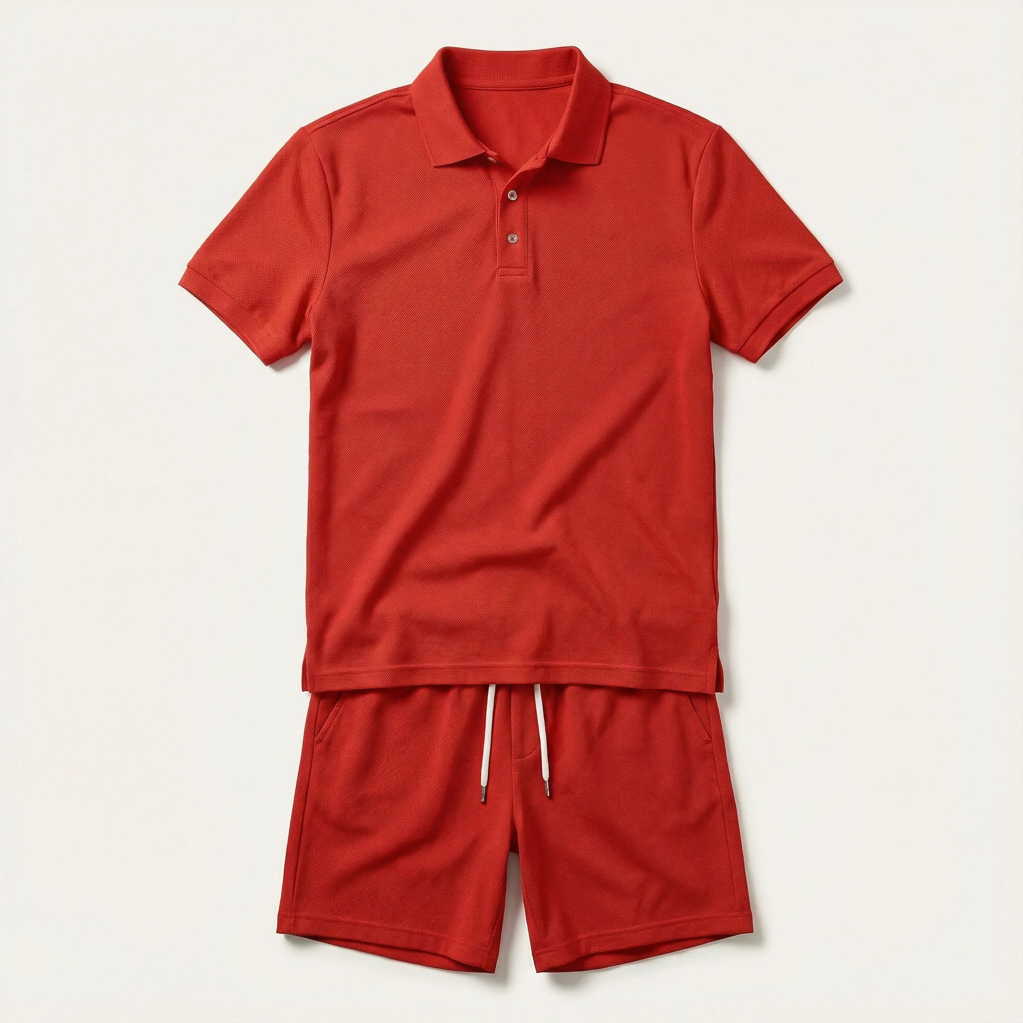 Men’s Short-Sleeve Polo Shirt and Shorts Set – Two-Piece Outfit