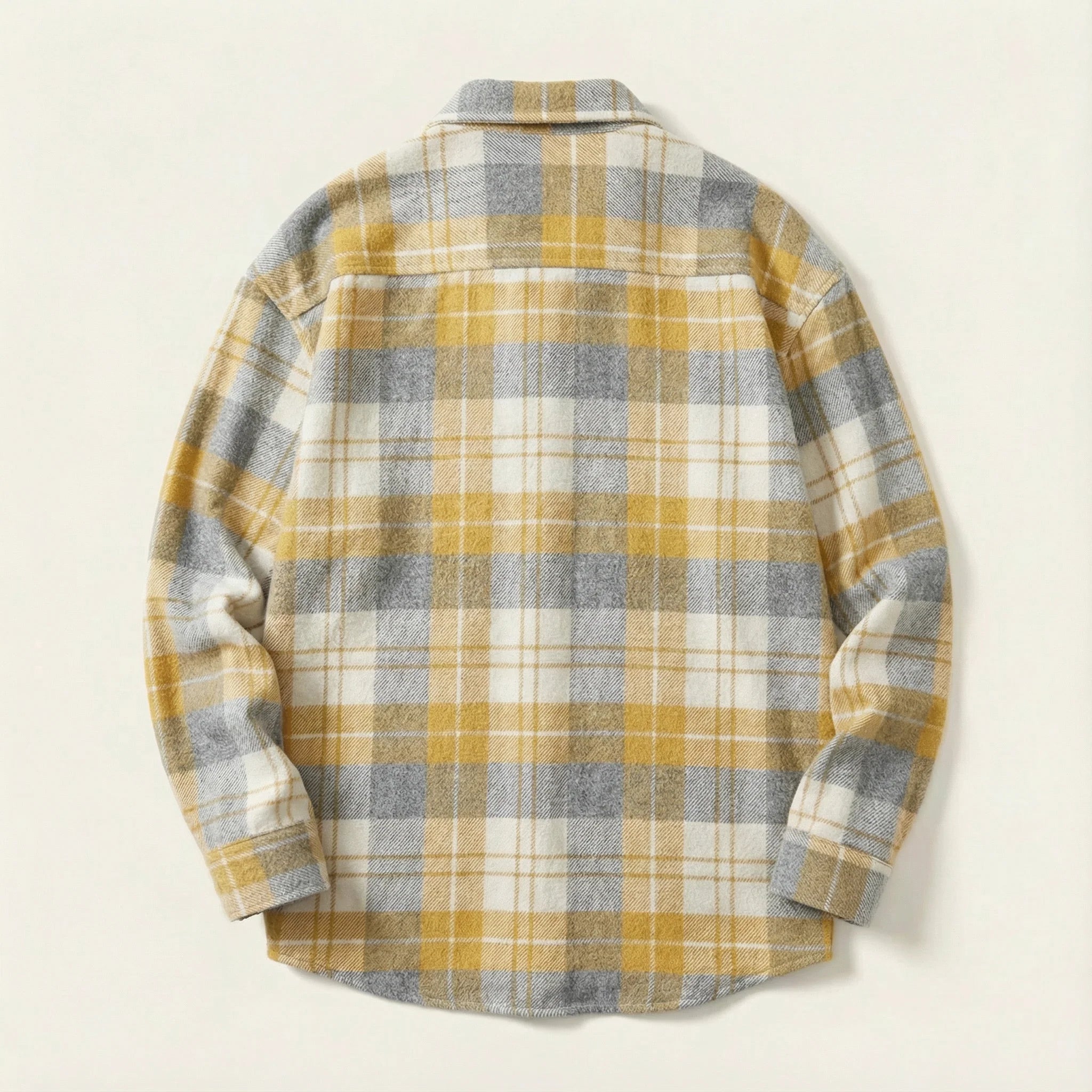 Men’s Long-Sleeve Button-Up Shirt – Check Pattern, Chest Pockets