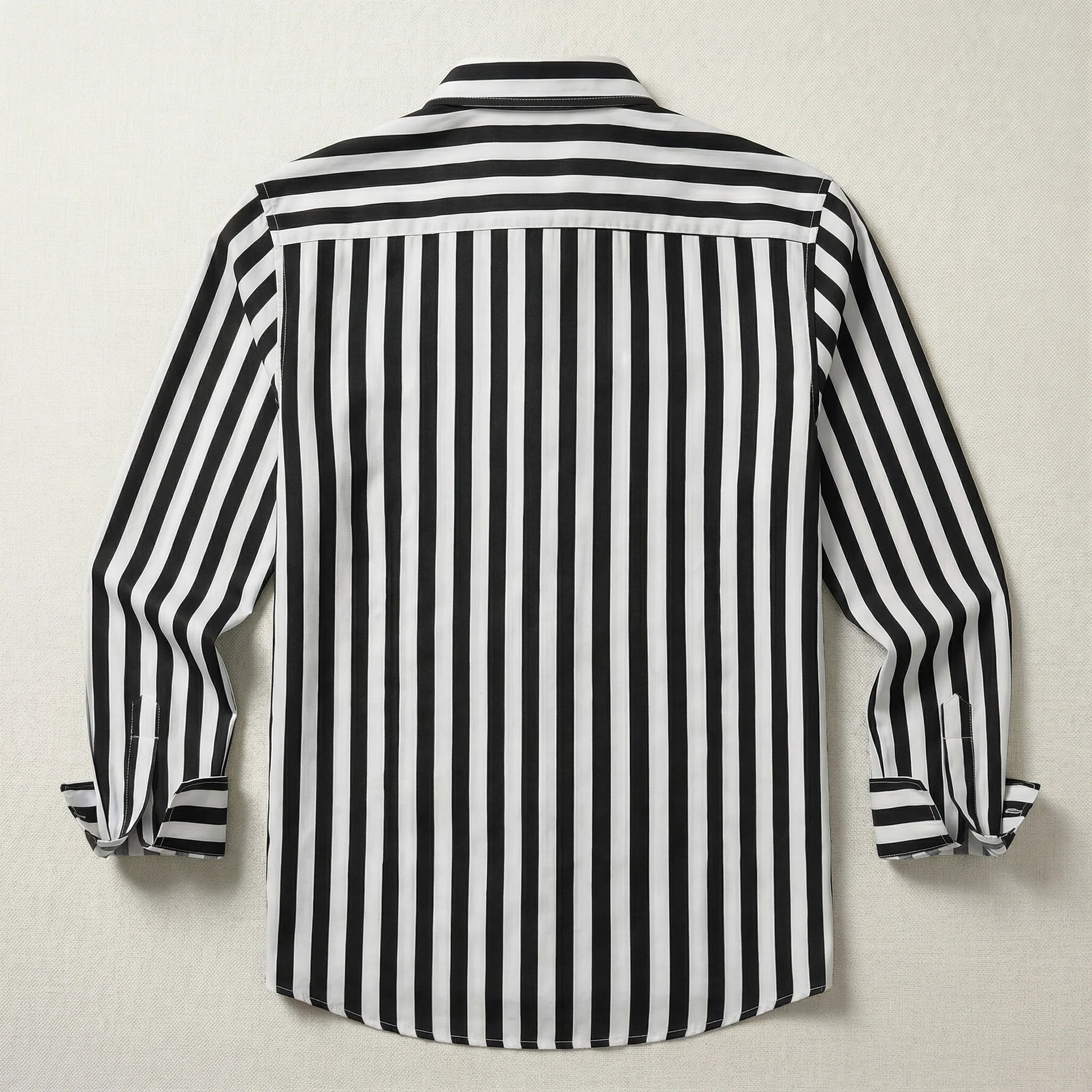 Men’s Long-Sleeve Button-Up Shirt – Vertical Stripe Pattern