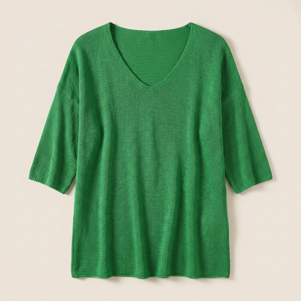 Women’s Knit Blouse – Relaxed V-Neck Shirt