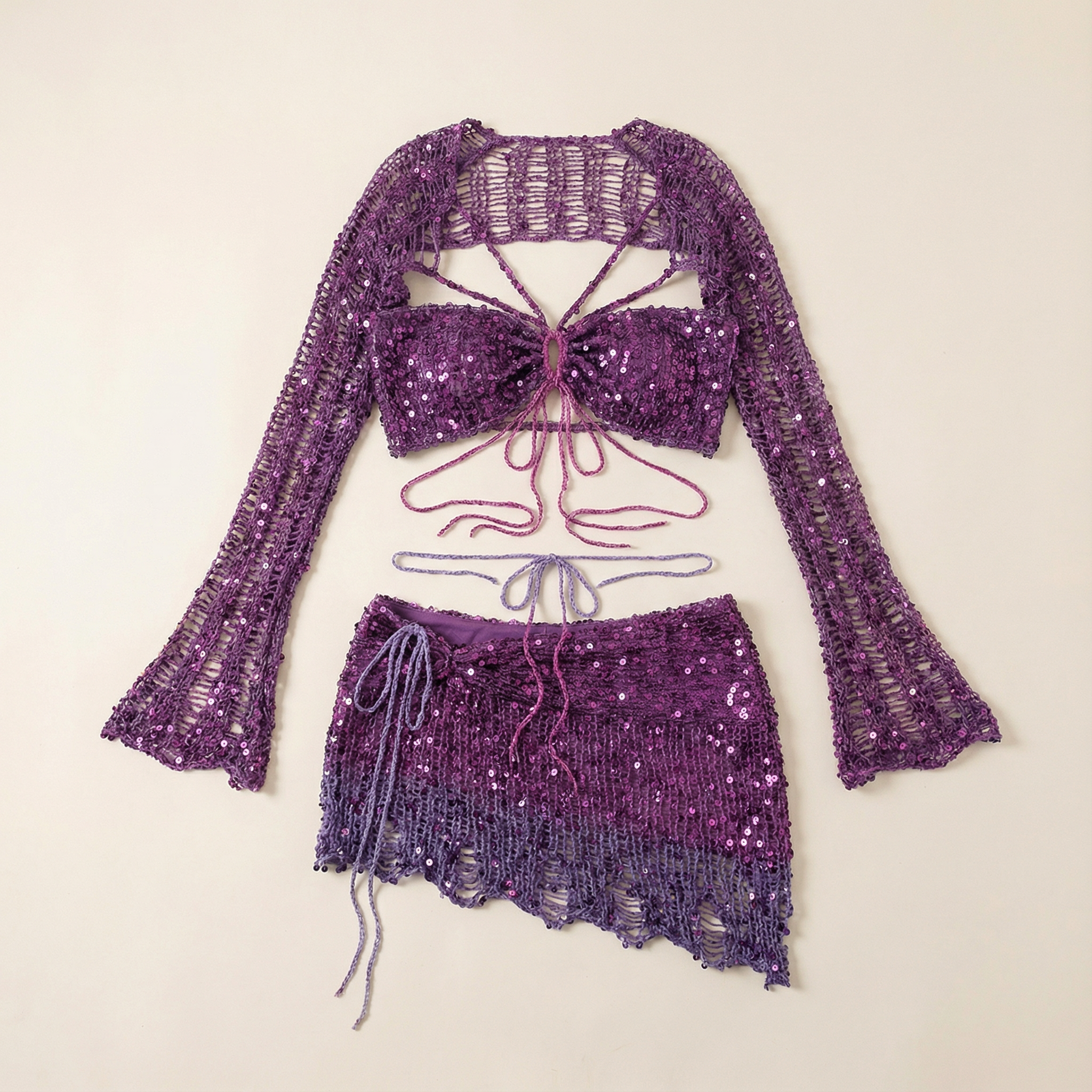 Women’s Long Sleeve Top and Skirt Two Piece Set