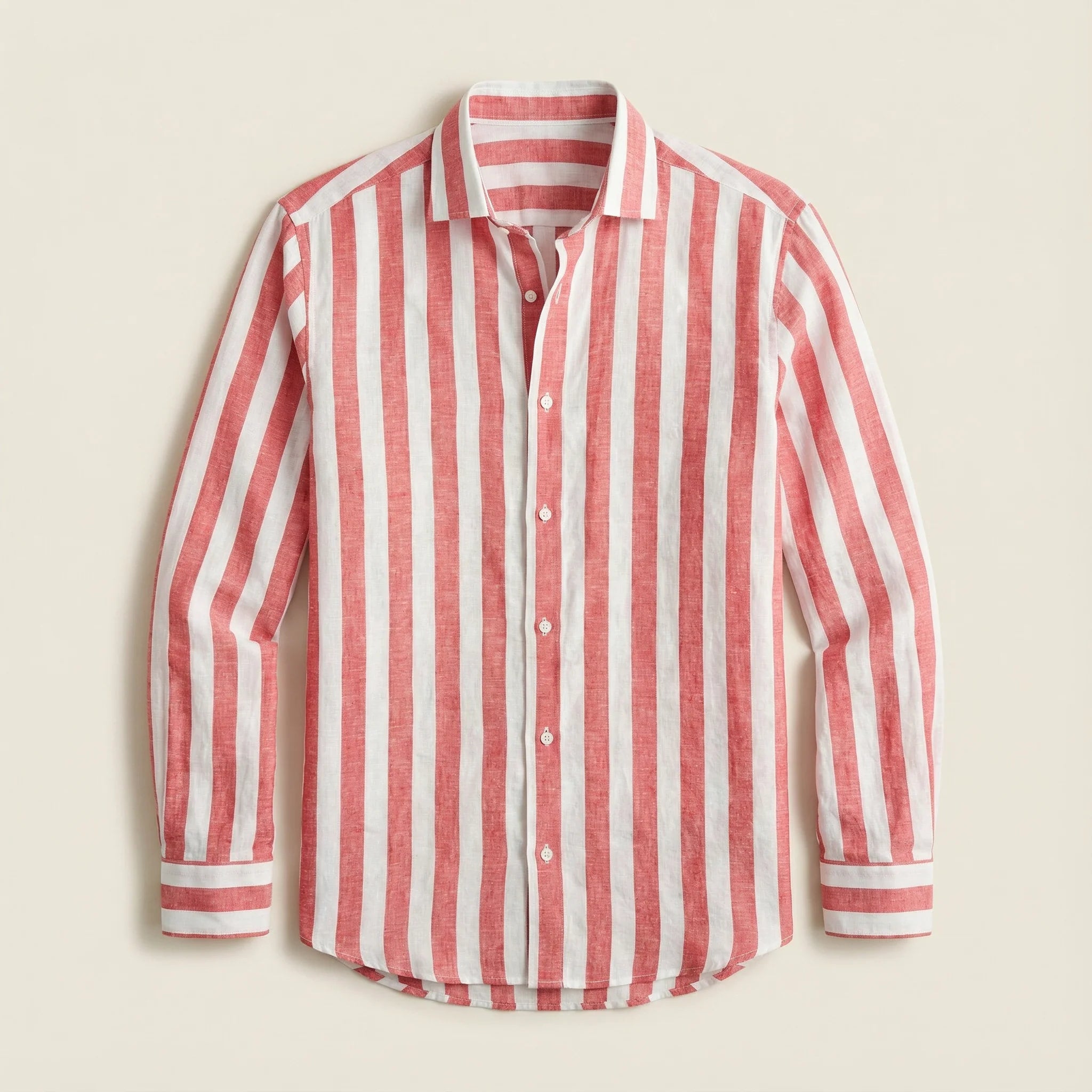 Men’s Long-Sleeve Button-Up Shirt – Vertical Stripe Pattern