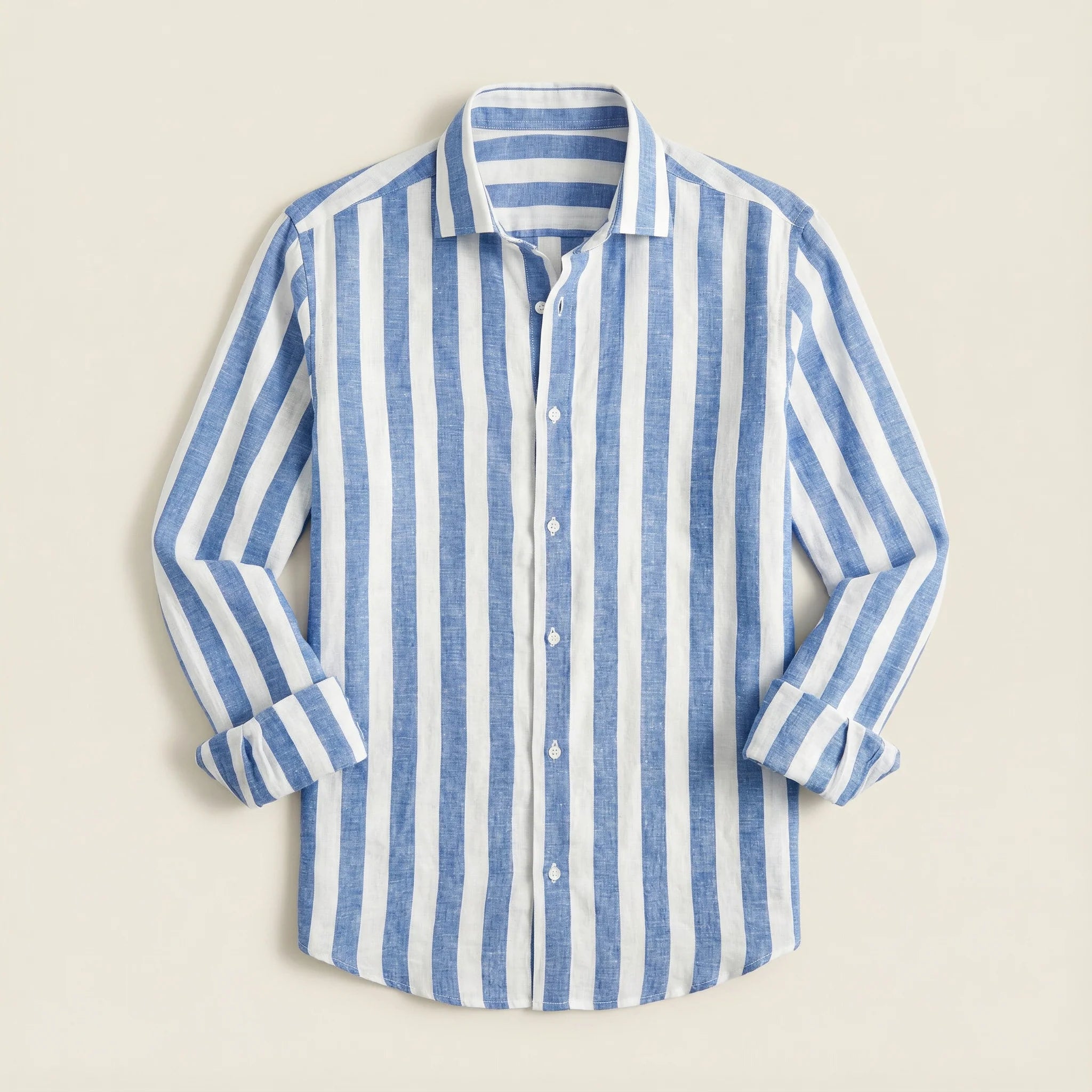 Men’s Long-Sleeve Button-Up Shirt – Vertical Stripe Pattern