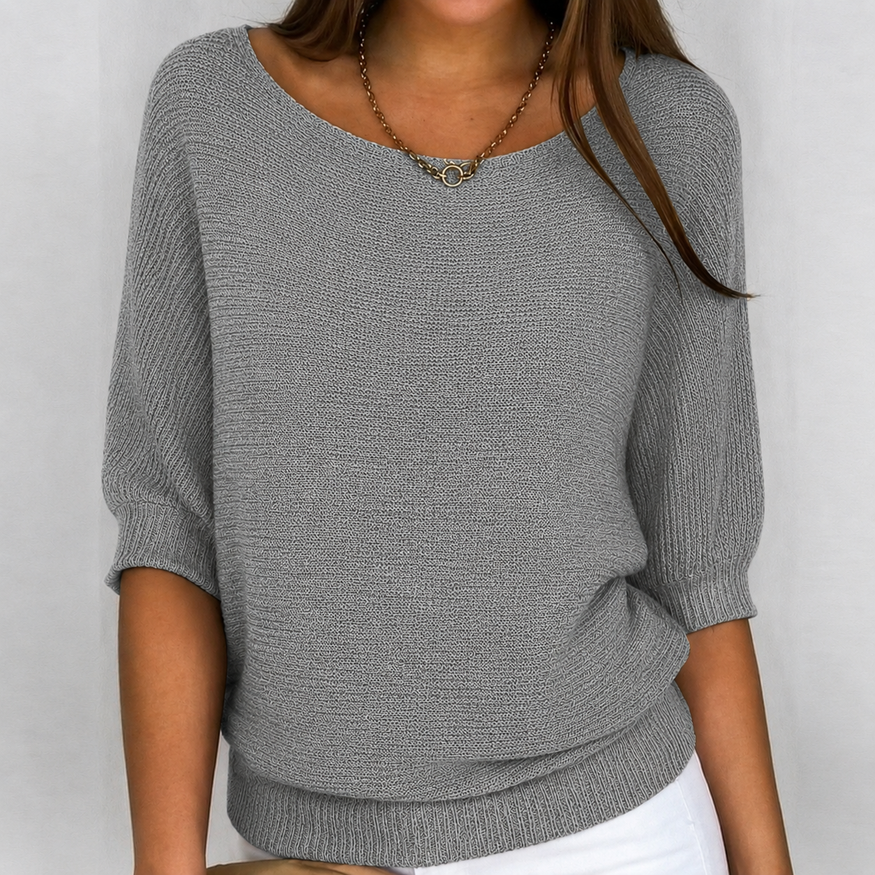Remi | Women's Cotton-Blend Knit 3/4 Sleeve Sweater
