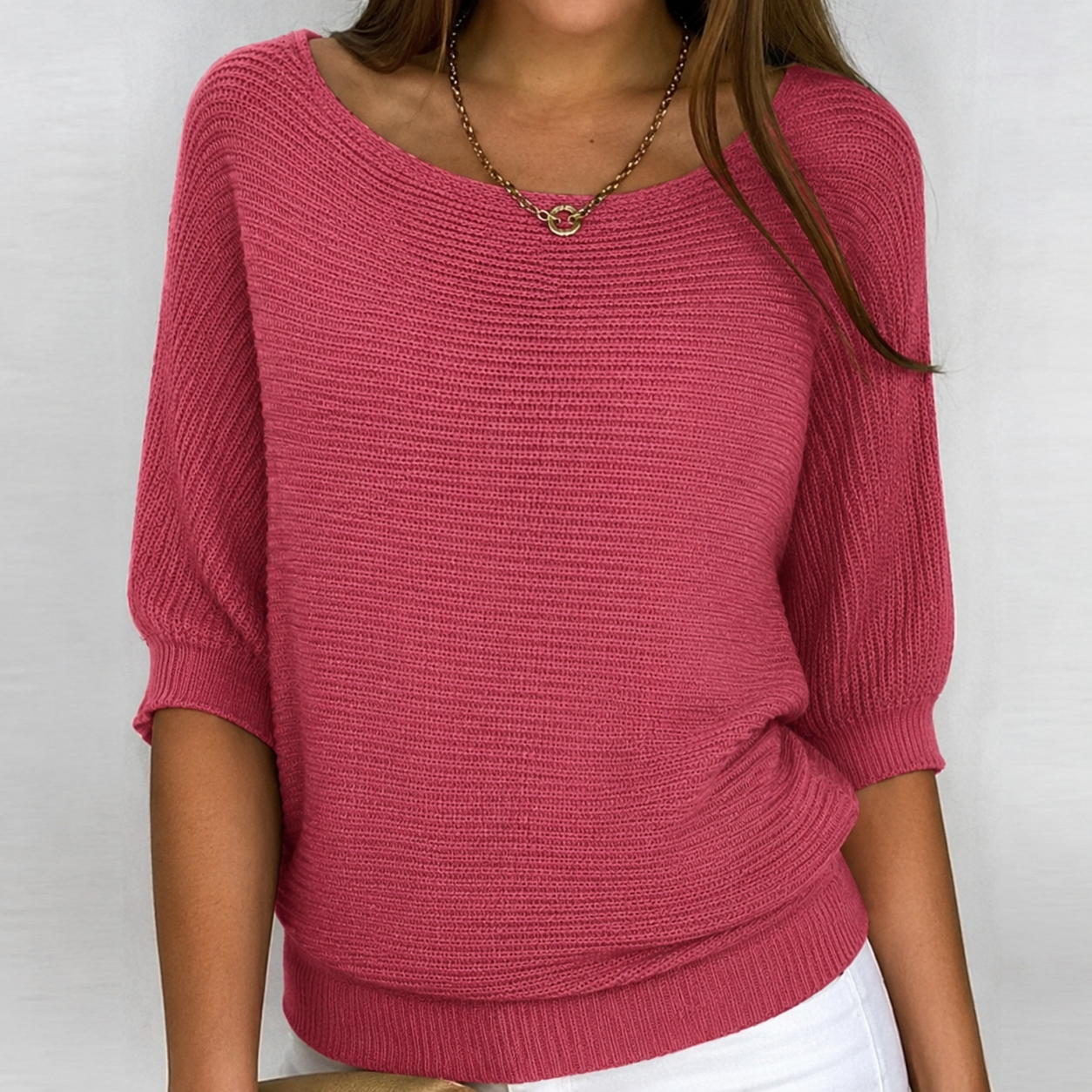 Remi | Women's Cotton-Blend Knit 3/4 Sleeve Sweater