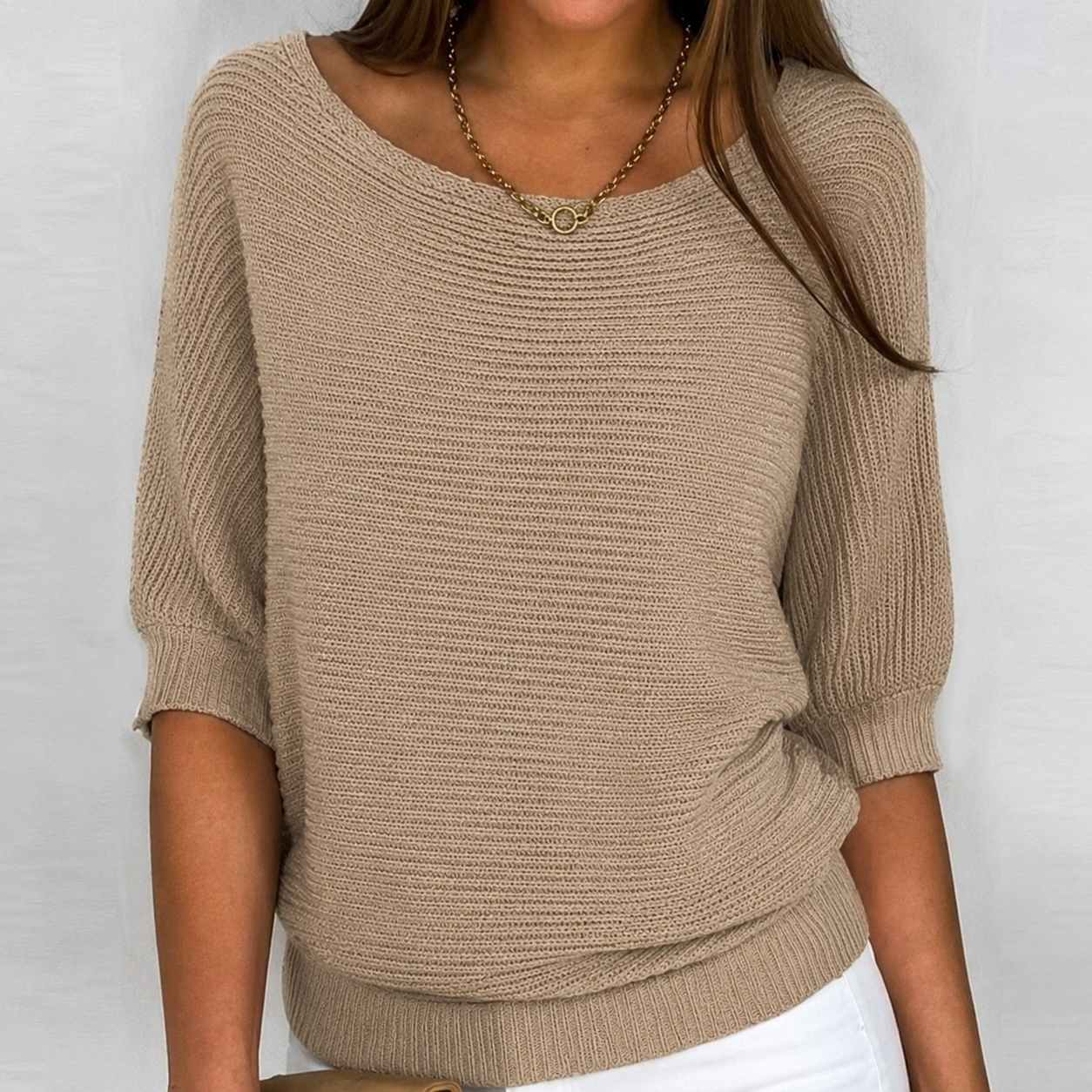 Remi | Women's Cotton-Blend Knit 3/4 Sleeve Sweater
