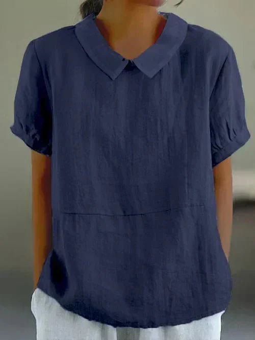 Sanne | Women's Casual Linen Peter Pan Collar Short Top