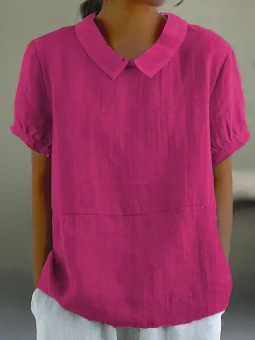 Sanne | Women's Casual Linen Peter Pan Collar Short Top