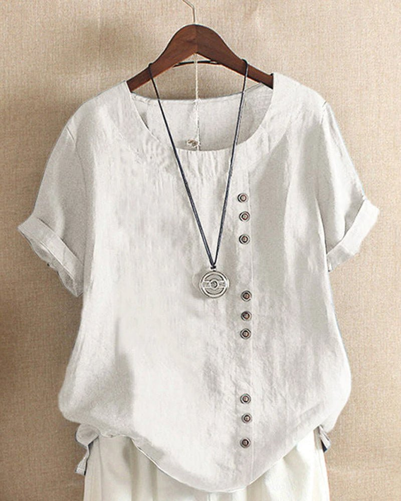 Sienna | Women's Casual Linen Button-Front Tunic Top