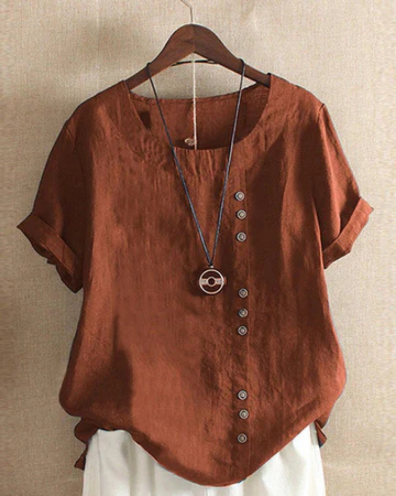 Sienna | Women's Casual Linen Button-Front Tunic Top