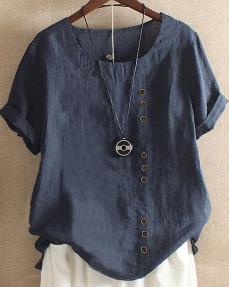 Sienna | Women's Casual Linen Button-Front Tunic Top
