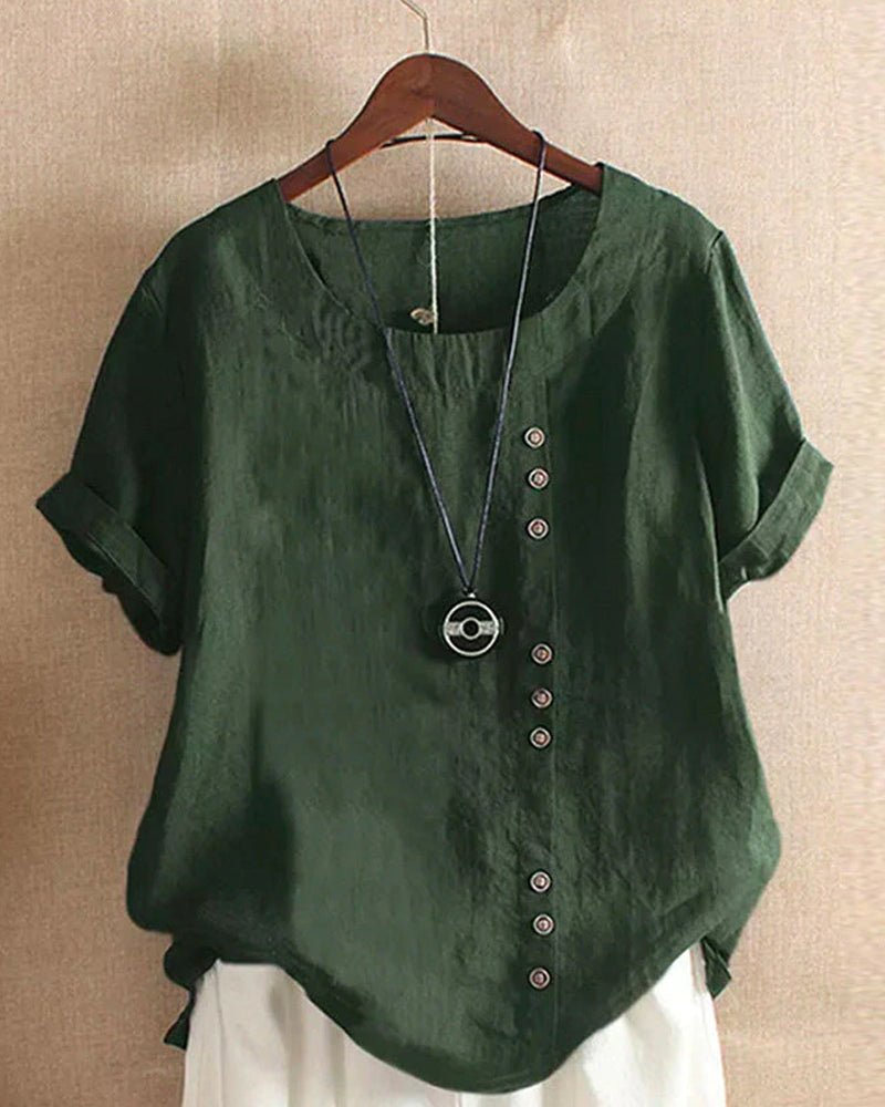 Sienna | Women's Casual Linen Button-Front Tunic Top